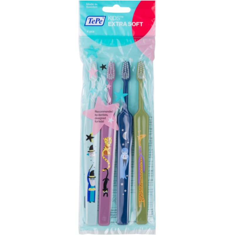 

TePe Kids Extra Soft дитячі зубні щітки extra soft 4шт кольорові варіації