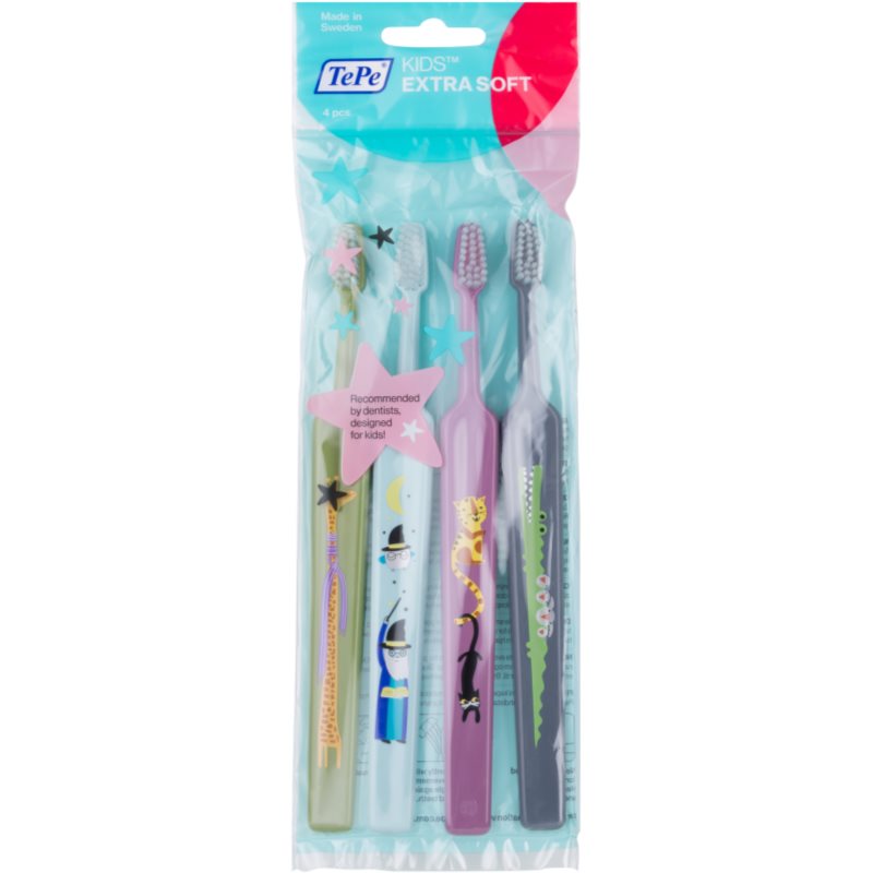 

TePe Kids Extra Soft дитячі зубні щітки extra soft 4шт кольорові варіації