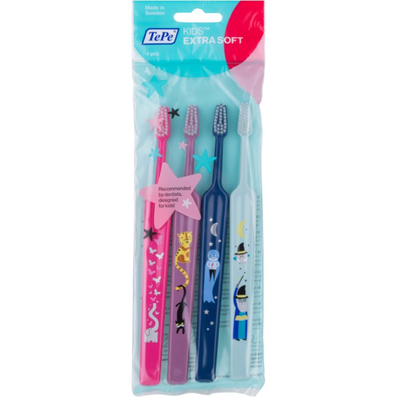 

TePe Kids Extra Soft дитячі зубні щітки extra soft 4шт кольорові варіації
