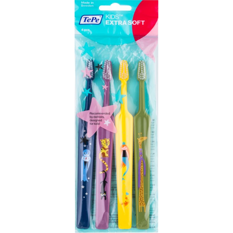

TePe Kids Extra Soft дитячі зубні щітки extra soft 4шт кольорові варіації