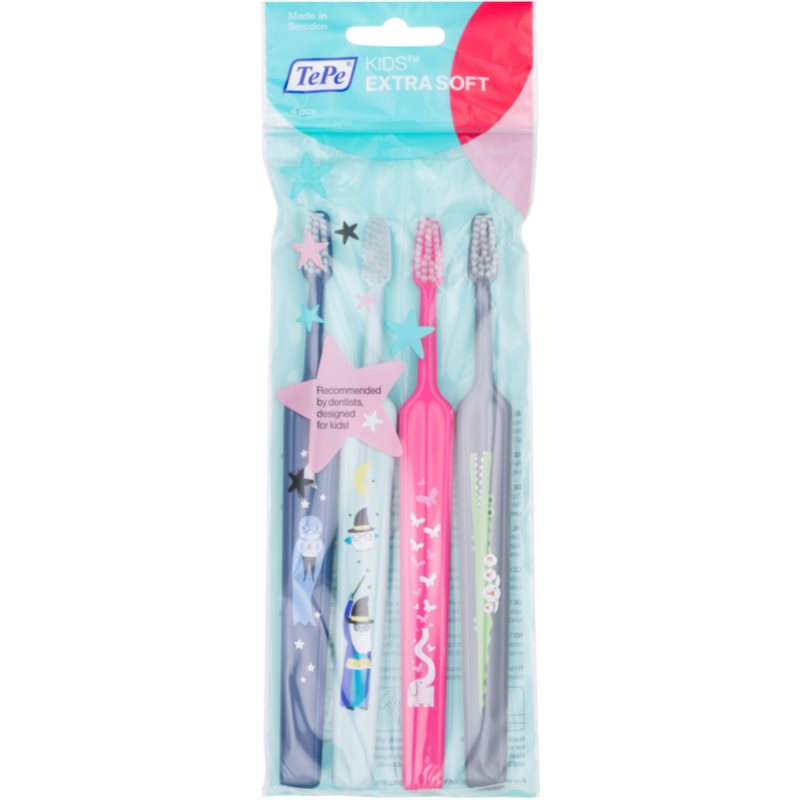 

TePe Kids Extra Soft дитячі зубні щітки extra soft 4шт кольорові варіації
