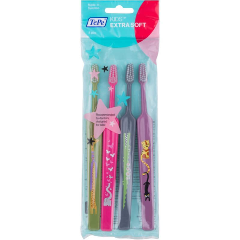 

TePe Kids Extra Soft дитячі зубні щітки extra soft 4шт кольорові варіації