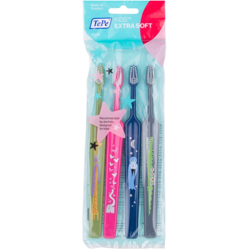 

TePe Kids Extra Soft дитячі зубні щітки extra soft 4шт кольорові варіації
