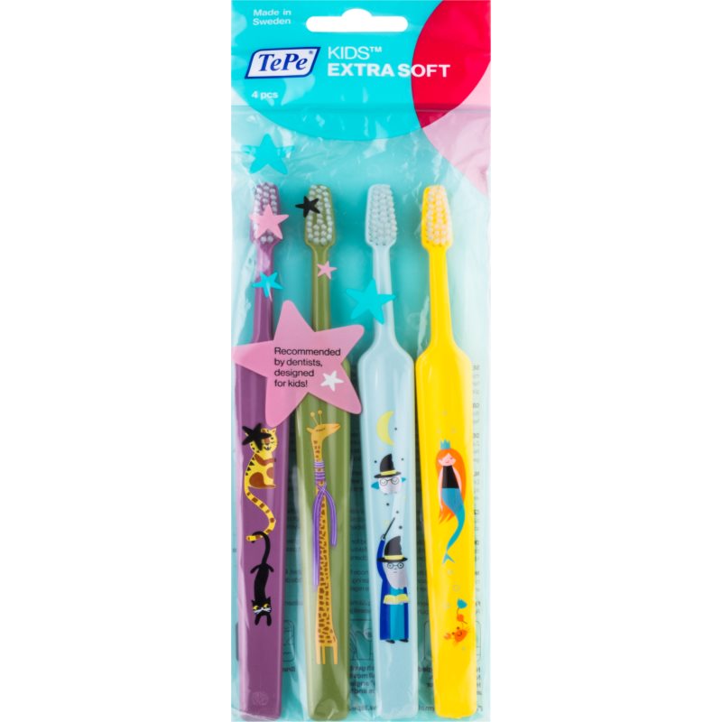 

TePe Kids Extra Soft дитячі зубні щітки extra soft 4шт кольорові варіації