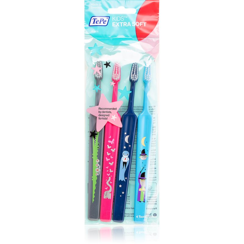 

TePe Kids дитячі зубні щітки extra soft 4шт кольорові варіації