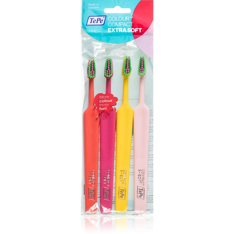 TePe Colour Compact Extra Soft Toothbrushes 4 Pc