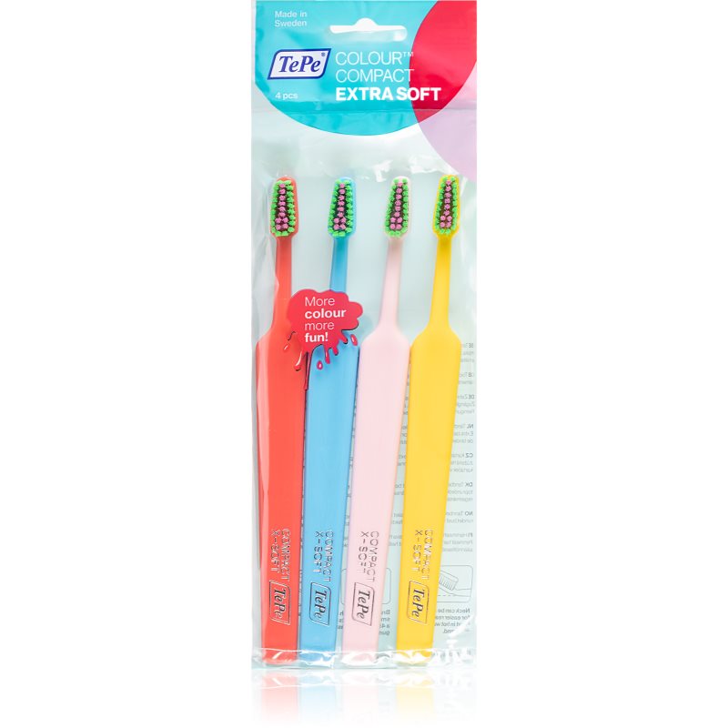 TePe Colour Compact Extra Soft Toothbrushes 4 Pc