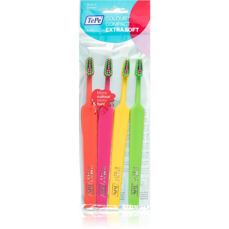 TePe Colour Compact Extra Soft Toothbrushes 4 Pc
