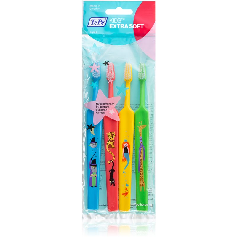 TePe Kids Extra Soft zubné kefky extra soft pre deti 4 ks