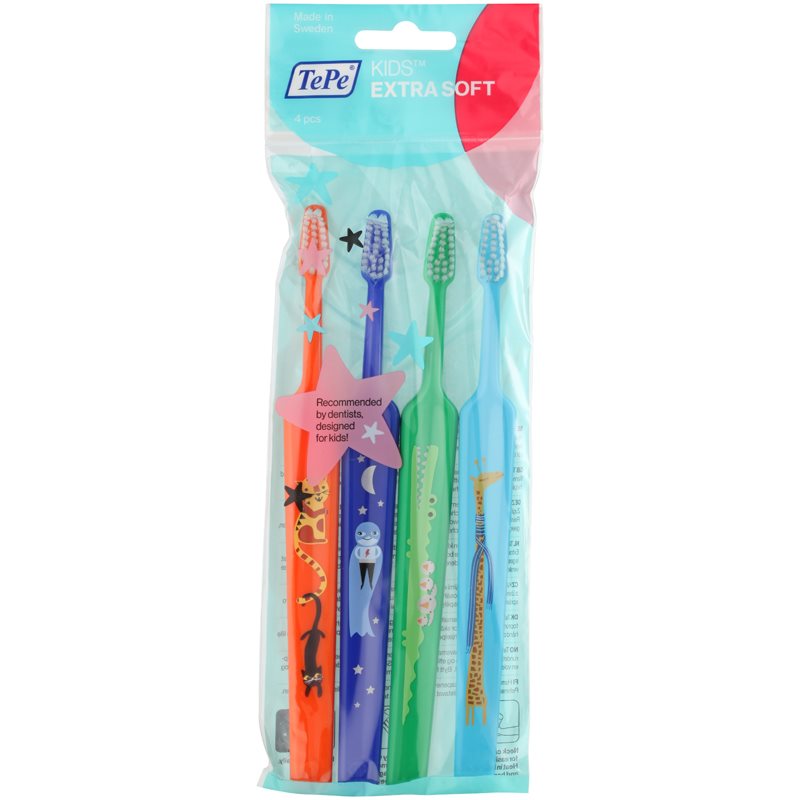 TePe Kids Zahnbürsten für Kinder extra soft 4 Stk. Farbvarianten 4 St.
