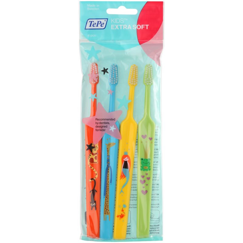 TePe Kids Zahnbürsten für Kinder extra soft 4 Stk. Farbvarianten 4 St.