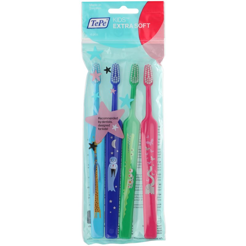 

TePe Kids дитячі зубні щітки extra soft 4шт кольорові варіації