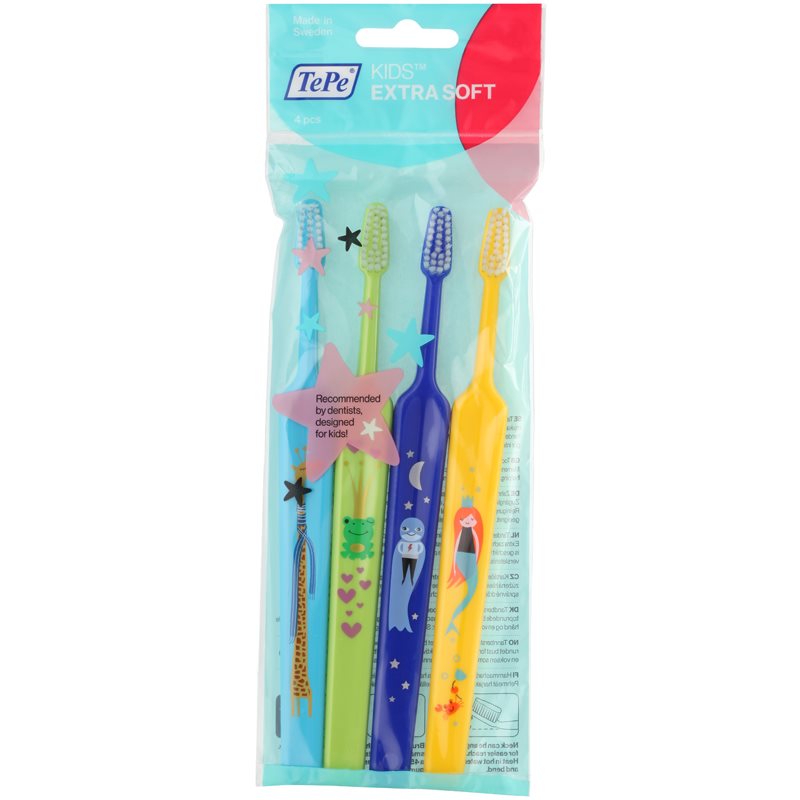 

TePe Kids дитячі зубні щітки extra soft 4шт кольорові варіації