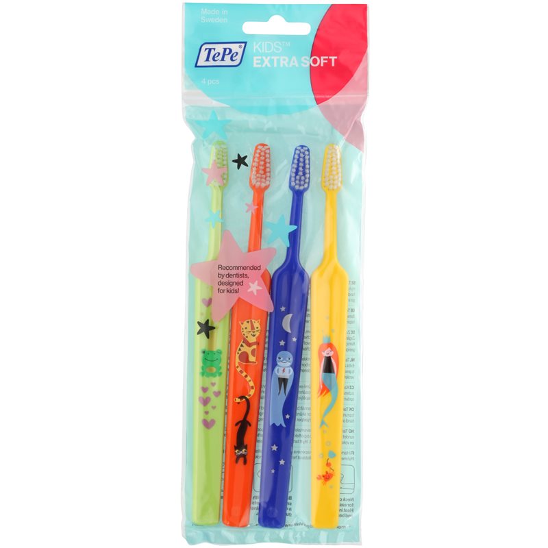 

TePe Kids Extra Soft дитячі зубні щітки extra soft 4шт кольорові варіації