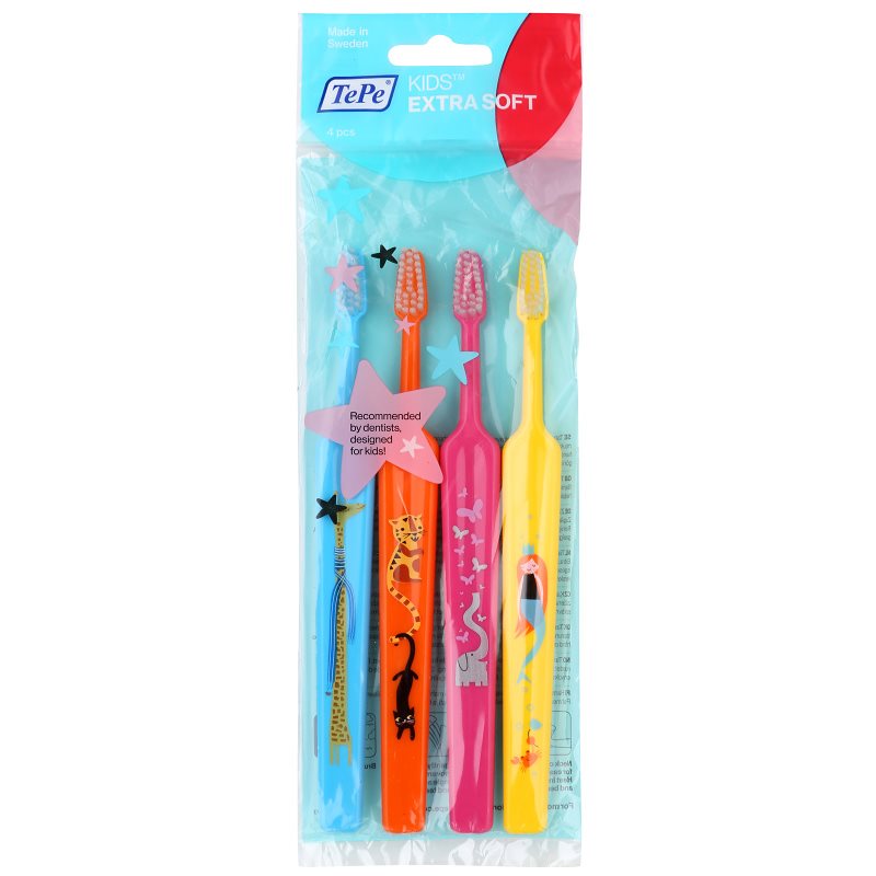 

TePe Kids Extra Soft дитячі зубні щітки extra soft 4шт кольорові варіації