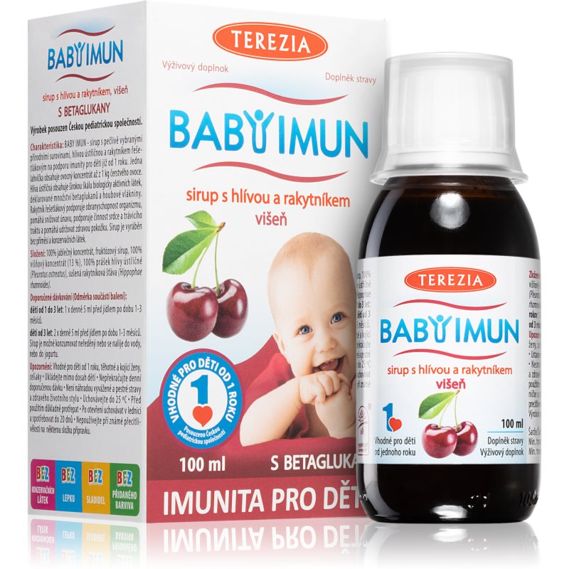 TEREZIA BABY IMUN Sirup s hlivou a rakytníkom Príchuť višňa 100 ml