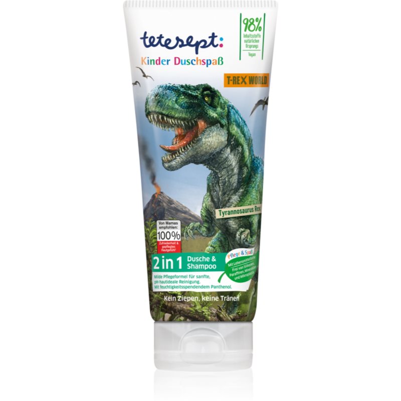 Tetesept Shower Gel & Shampoo T-Rex World jemný sprchový gel a šampon pro děti 200 ml