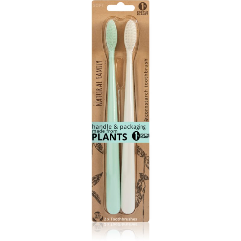 The Natural Family Co. Bio zubné kefky soft Rivermint & Monsoon Mist 2 ks