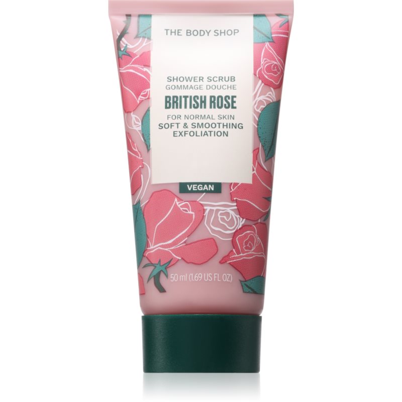 The Body Shop British Rose Shower Scrub jemný tělový peeling s vůní růží 50 ml