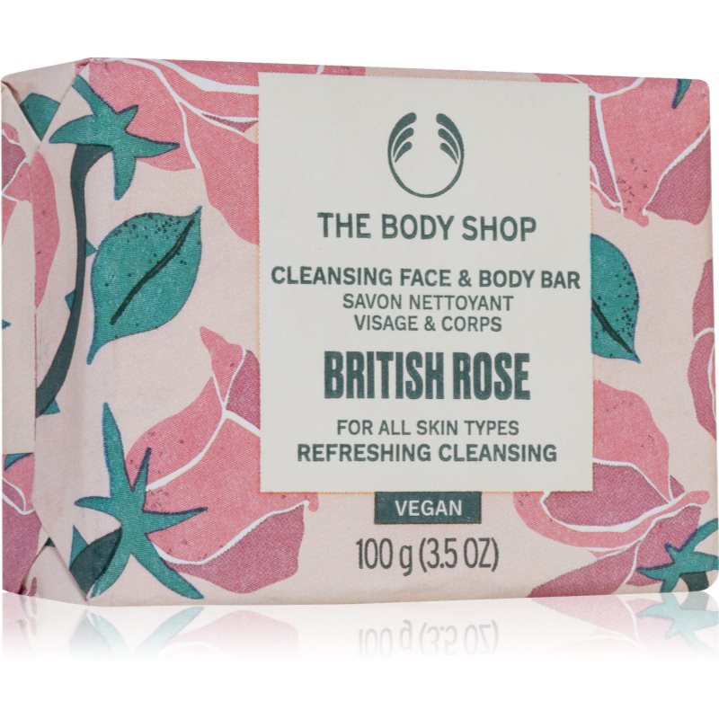 E-shop The Body Shop British Rose tuhé mýdlo na tělo a obličej 100 g