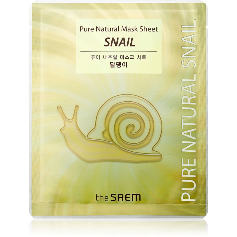 The Saem Pure Natural Snail тканинна маска для обличчя з відновлюючим ефектом 20 мл