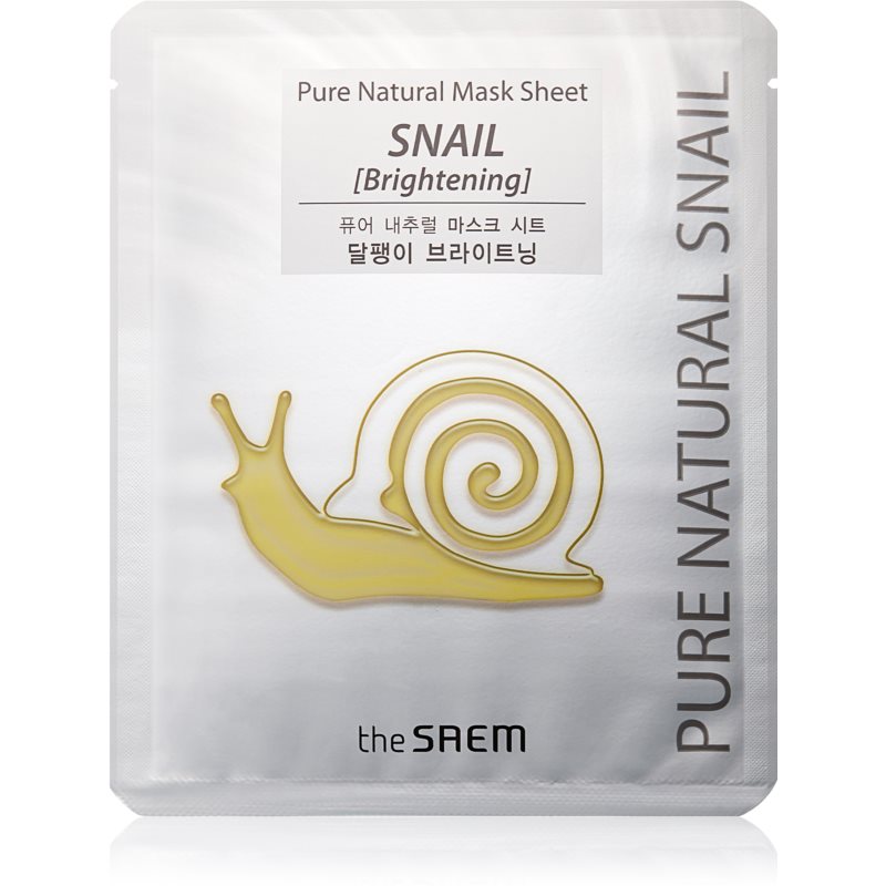 The Saem Pure Natural Snail тканинна маска для освітлення та живлення шкіри 20 мл