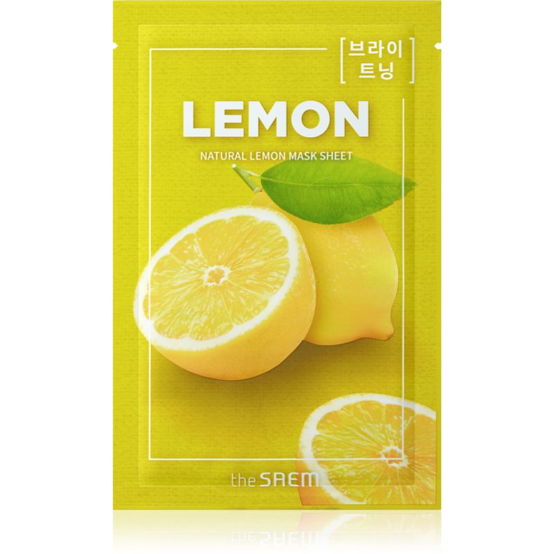 

The Saem Natural Mask Sheet Lemon тканинна маска для обличчя зі зволожуючим та роз'яснюючим ефектом