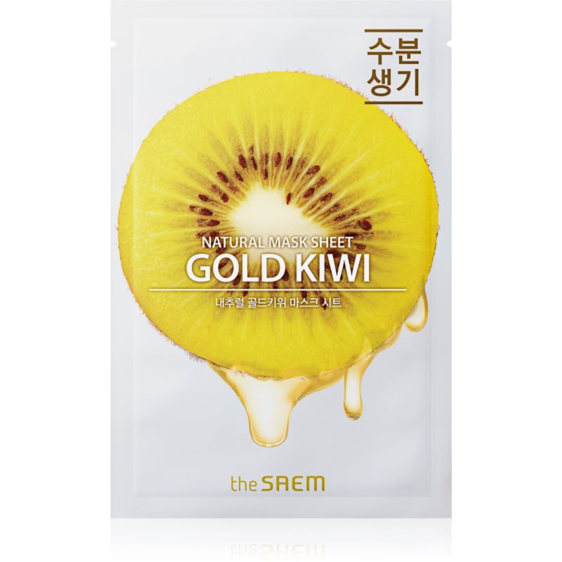 

The Saem Natural Mask Sheet Gold Kiwi тканинна маска для обличчя зі зволожуючим та роз'яснюючим ефектом