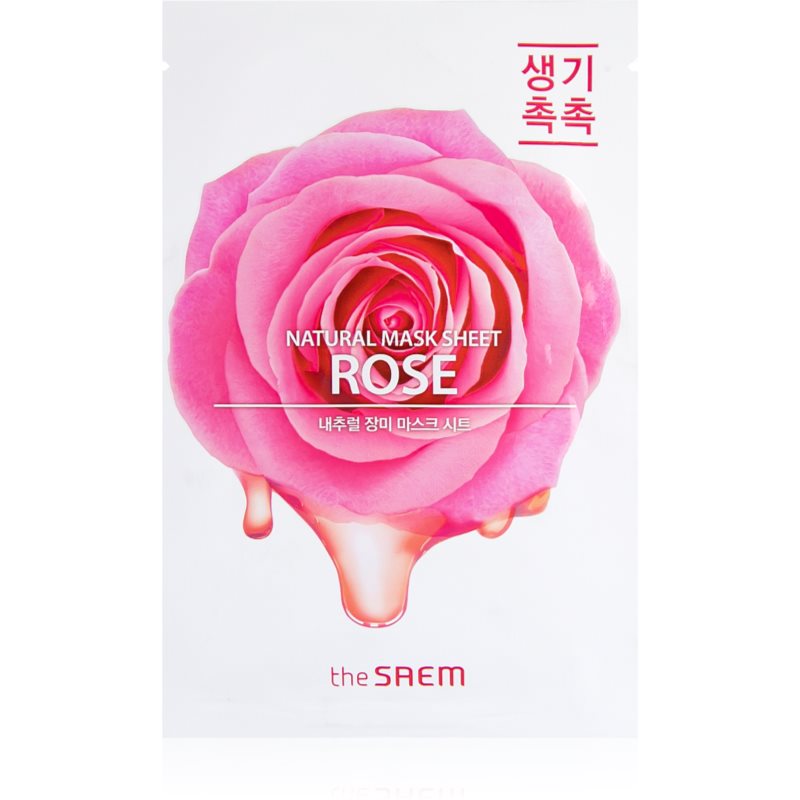 The Saem Natural Mask Sheet Rose тканинна маска для обличчя зі зволожуючим та відновлюючим ефектом 21 мл