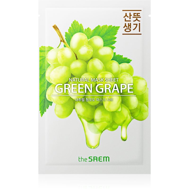 The Saem Natural Mask Sheet Green Grape brightening and revitalising sheet mask 21 ml
