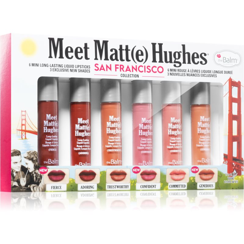 theBalm Meet Matt(e) Hughes Mini Kit San Francisco folyékony rúzs szett a hosszan tartó hatásért