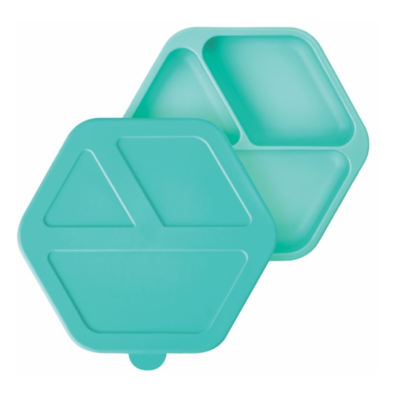 Tiny Twinkle Silicone Plate assiette à compartiments avec couvercle Mint 1 pcs unisex