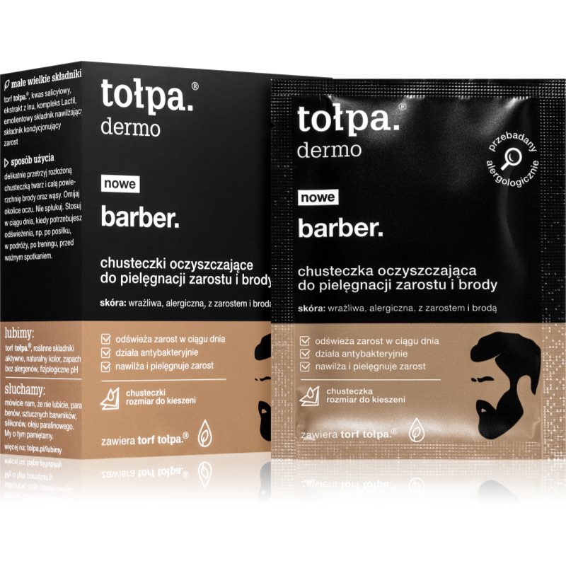 

Tołpa Dermo Men Barber очищуючі серветки для обличчя та зони вусів