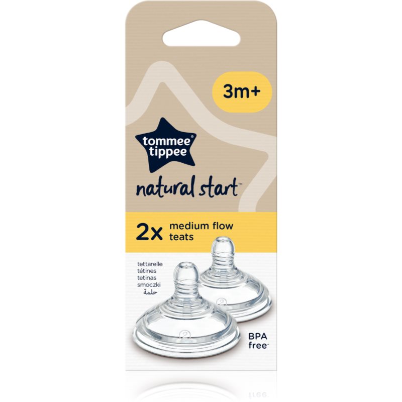 Tommee Tippee Natural Start Anti-Colic Teat присоска для пляшки Medium Flow 3 m+ 2 кс