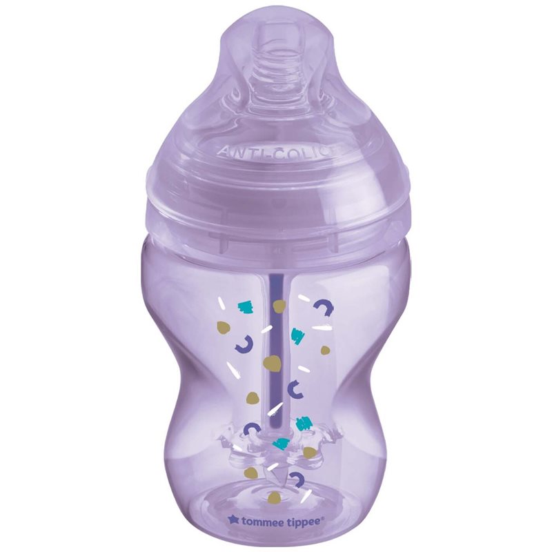 Tommee Tippee Closer To Nature Anti-colic Advanced Baby Bottle kojenecká láhev Slow Flow Purple 0m+ 260 ml