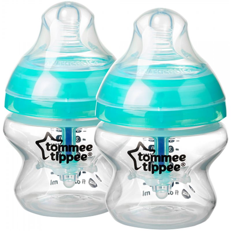 Tommee Tippee C2N Closer to Nature Advanced kūdikių buteliukas DVIEJŲ VIENETŲ PAKUOTĖ apsaugantis nuo dieglių 0m+ 2x150 vnt.