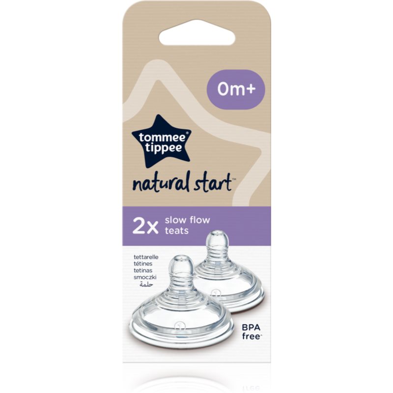 Tommee Tippee Natural Start Anti-Colic Teat присоска для пляшки Slow Flow 0m+ 2 кс