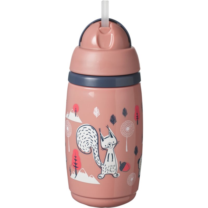 Tommee Tippee Superstar Insulated Straw termosz bögre szívószállal gyermekeknek 12m+ Pink 266 ml