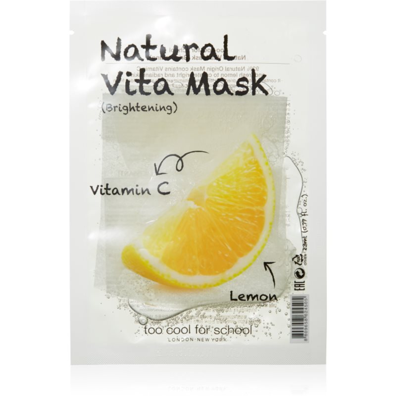 Too Cool For School Natural Vita Mask Brightening Lemon skaistinamoji tekstilinė veido kaukė 23 g