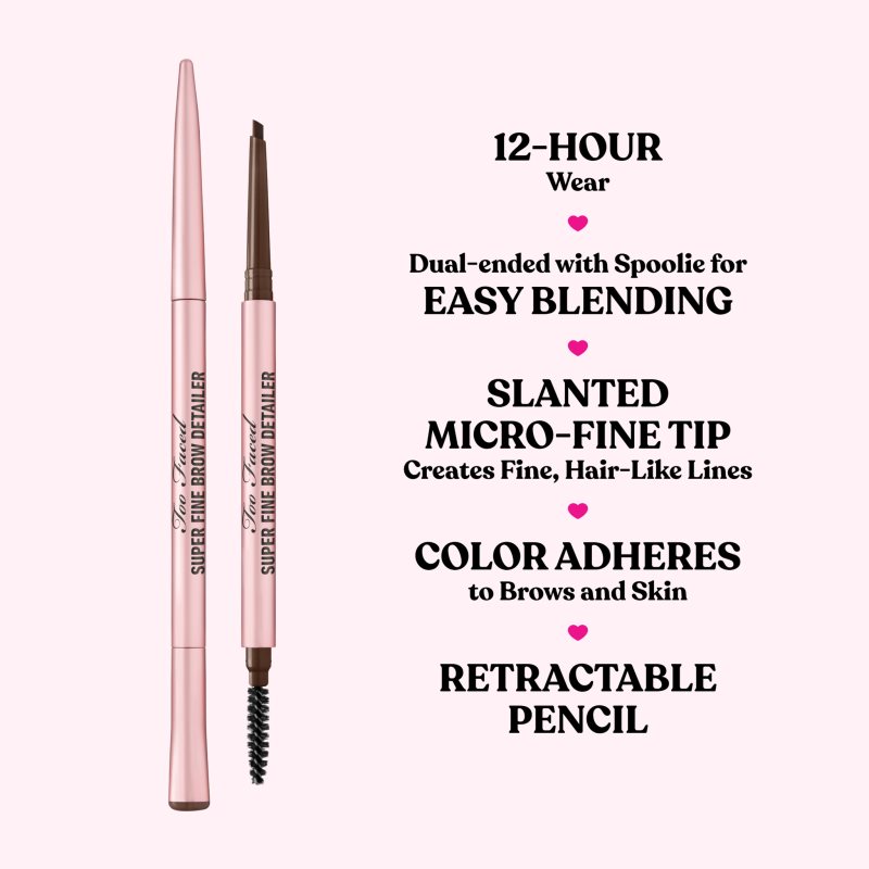 Too Faced Super Fine Brow Detailer Eyebrow Pencil dlhotrvajúca ceruzka na obočie odtieň Dark Brown 0.08 g (obrázok 3)