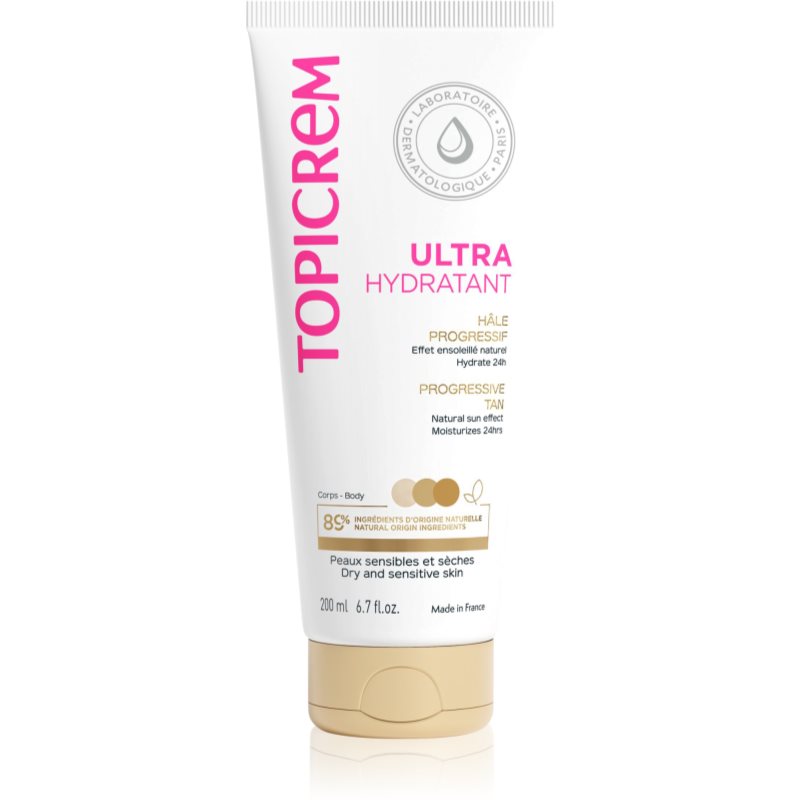 Topicrem UH BODY Ultra-Moisturizing Progressive Tan зволожуюче молочко для автозасмаги для сухої та чутливої шкіри 200 мл