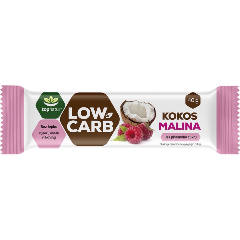 Topnatur Low Carb tyčinka tyčinka bez pridaného cukru príchuť Coconut & Raspberry 40 g kúpite na Notino.sk