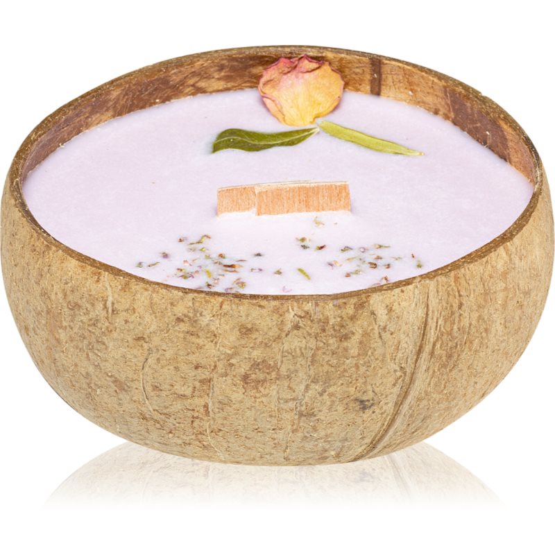 Tropicandle Plum, Rose & Patchouli dišeča sveča z lesenim stenjem 350 ml