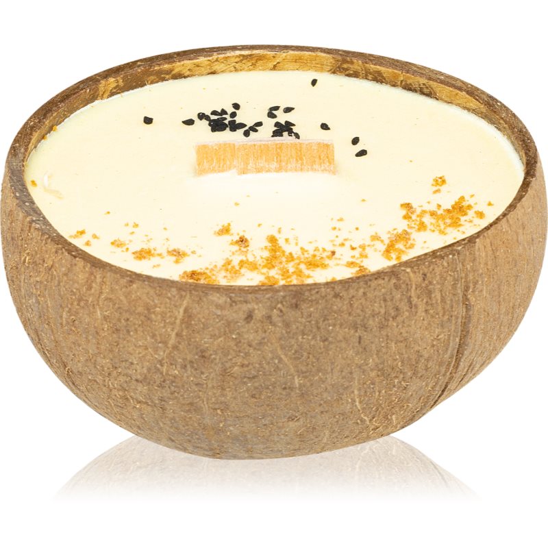 Tropicandle Vanilla & Caramel dišeča sveča z lesenim stenjem 350 ml
