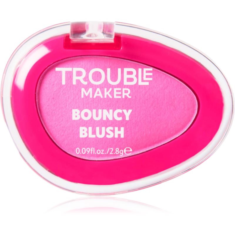 Trouble Maker Bouncy Blush Powder Blusher Shade Bounce Hot Pink 2.8 G