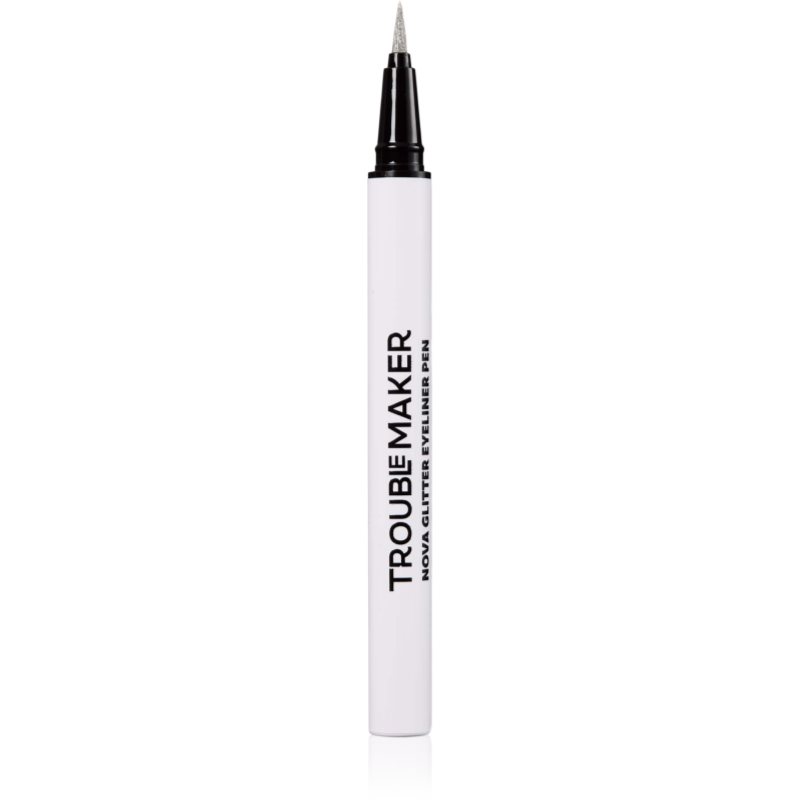 Trouble Maker Nova Glitter Liquid Eyeliner Pen trblietavá linka na oči odtieň Circuit Breaker Silver 0.5 ml
