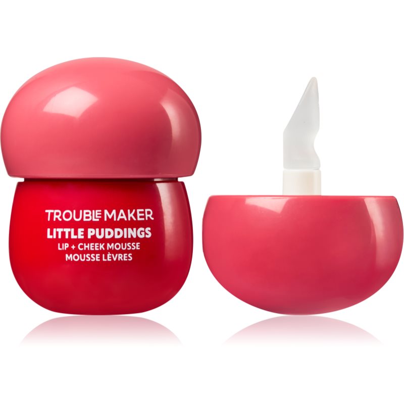 Trouble Maker Little Pudding Lip + Cheek Mousse multi-purpose makeup for lips and face shade Bunny Baby Pink 5 g