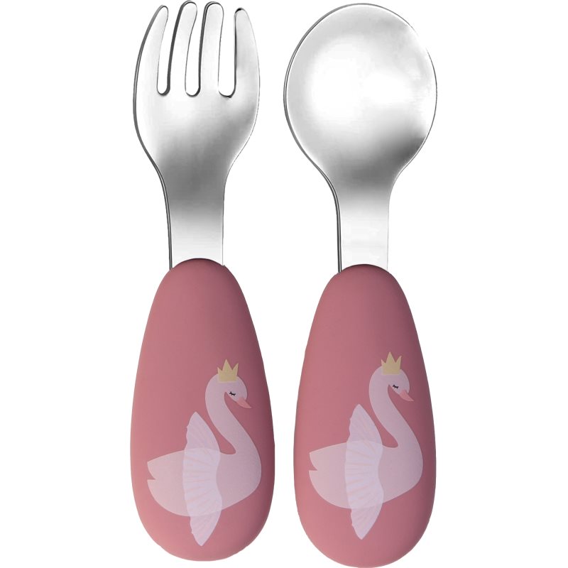 Tryco Cutlery Swan cutlery for children Dusty Rose 2 pc
