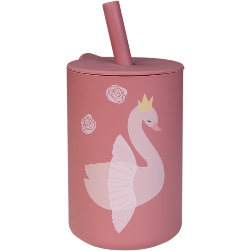 E-shop Tryco Silicone Cup and Straw hrnek s brčkem Swan Dusty Rose 1 ks