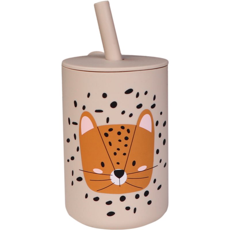 Tryco Silicone Cup and Straw чашка з трубочкою Leopard Sand 1 кс